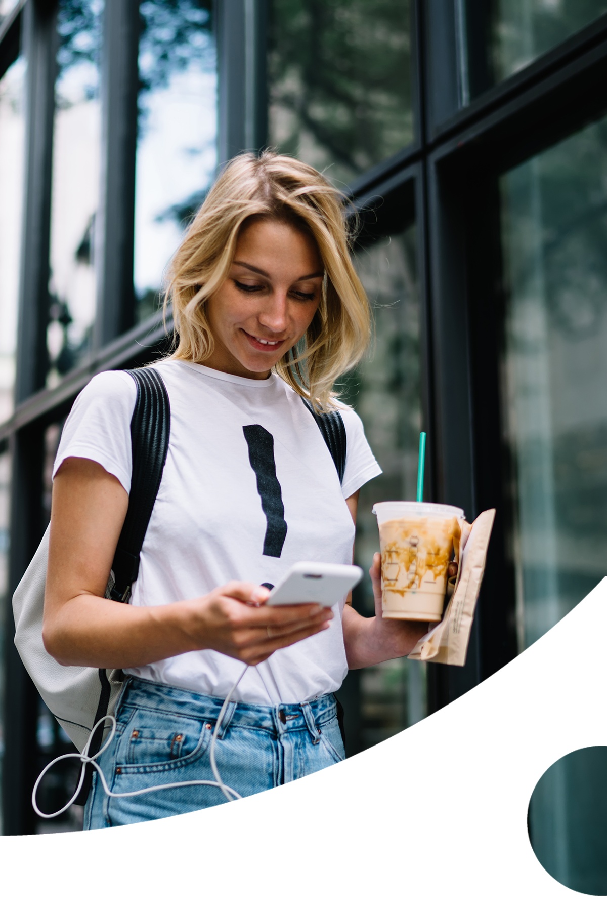 Lady checking WeStreet Rewards through her app